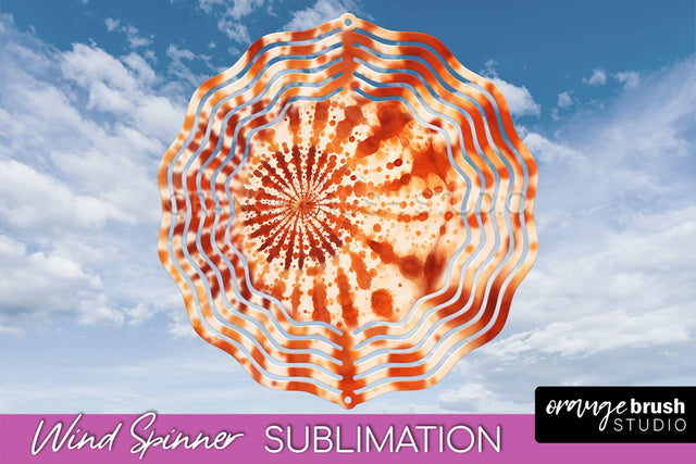 Autumn Tie Dye Wind Spinner Sublimation - Fall Wind Spinner Sublimation OrangeBrushStudio 
