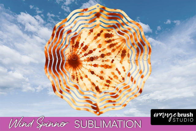 Autumn Tie Dye Wind Spinner Sublimation - Fall Wind Spinner Sublimation OrangeBrushStudio 