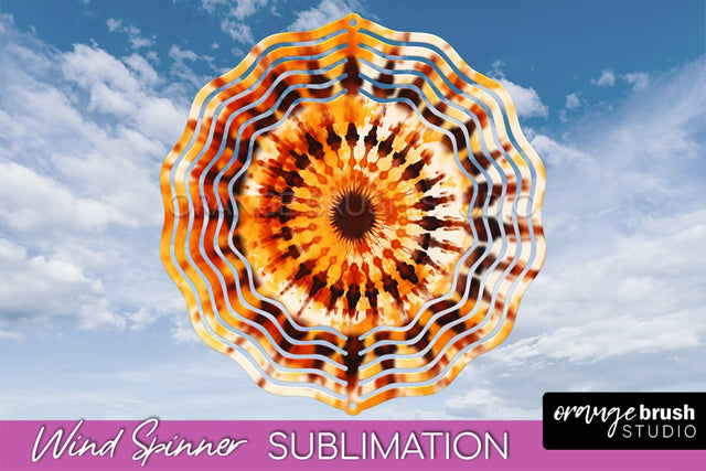 Autumn Tie Dye Wind Spinner Sublimation - Fall Wind Spinner Sublimation OrangeBrushStudio 