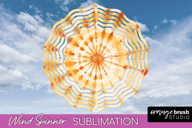Autumn Tie Dye Wind Spinner Sublimation - Fall Wind Spinner Sublimation OrangeBrushStudio 