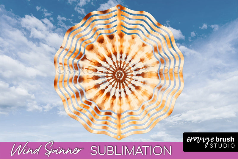 Autumn Tie Dye Wind Spinner Sublimation - Fall Wind Spinner Sublimation OrangeBrushStudio 