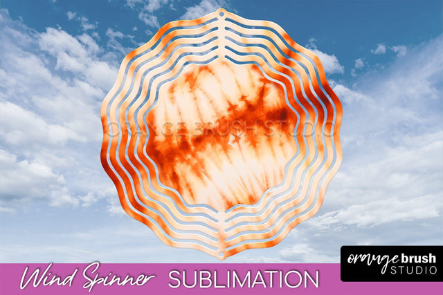 Autumn Tie Dye Wind Spinner Sublimation - Fall Wind Spinner Sublimation OrangeBrushStudio 