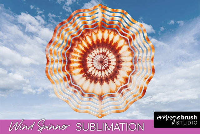 Autumn Tie Dye Wind Spinner Sublimation - Fall Wind Spinner Sublimation OrangeBrushStudio 