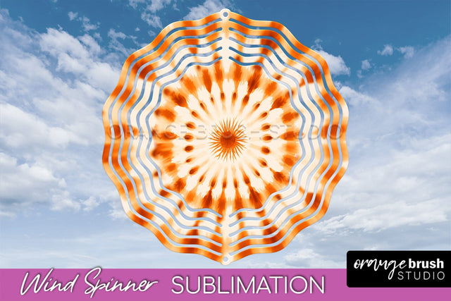 Autumn Tie Dye Wind Spinner Sublimation - Fall Wind Spinner Sublimation OrangeBrushStudio 