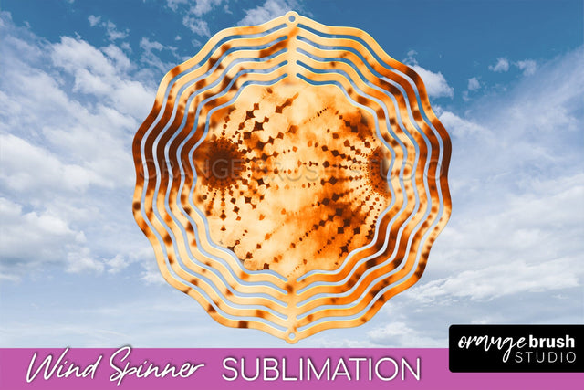 Autumn Tie Dye Wind Spinner Sublimation - Fall Wind Spinner Sublimation OrangeBrushStudio 