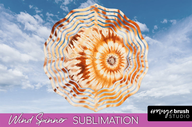 Autumn Tie Dye Wind Spinner Sublimation - Fall Wind Spinner Sublimation OrangeBrushStudio 
