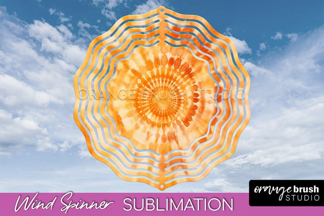 Autumn Tie Dye Wind Spinner Sublimation - Fall Wind Spinner Sublimation OrangeBrushStudio 