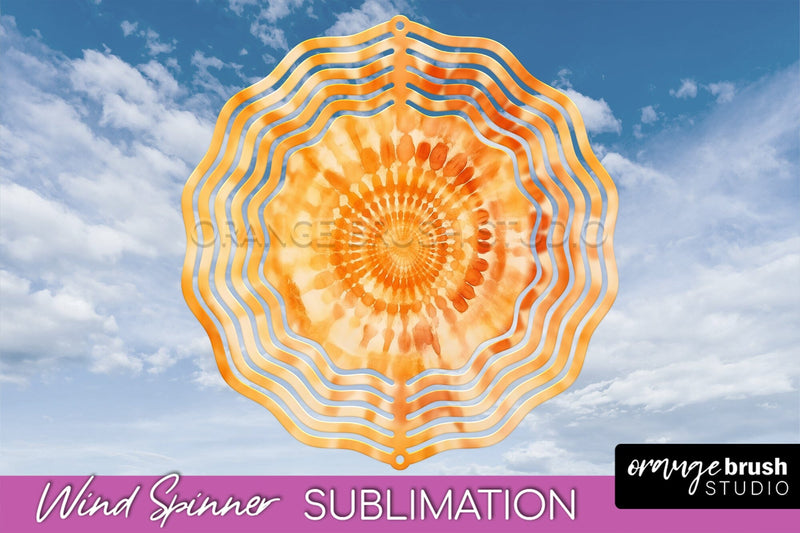 Autumn Tie Dye Wind Spinner Sublimation - Fall Wind Spinner Sublimation OrangeBrushStudio 