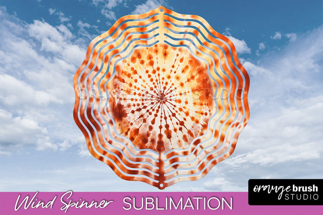 Autumn Tie Dye Wind Spinner Sublimation - Fall Wind Spinner Sublimation OrangeBrushStudio 
