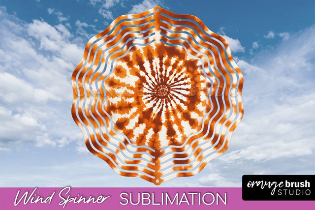 Autumn Tie Dye Wind Spinner Sublimation - Fall Wind Spinner Sublimation OrangeBrushStudio 
