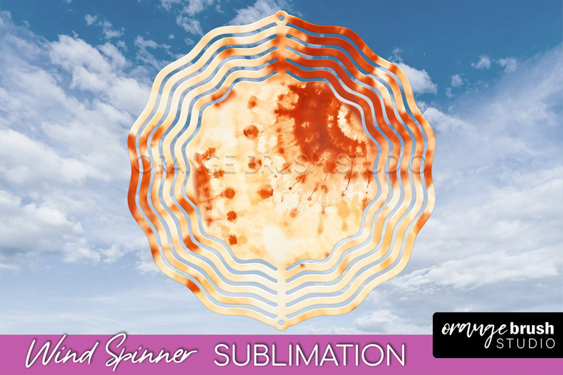 Autumn Tie Dye Wind Spinner Sublimation - Fall Wind Spinner Sublimation OrangeBrushStudio 