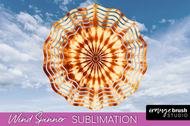 Autumn Tie Dye Wind Spinner Sublimation - Fall Wind Spinner Sublimation OrangeBrushStudio 