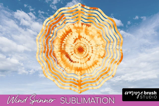 Autumn Tie Dye Wind Spinner Sublimation - Fall Wind Spinner Sublimation OrangeBrushStudio 