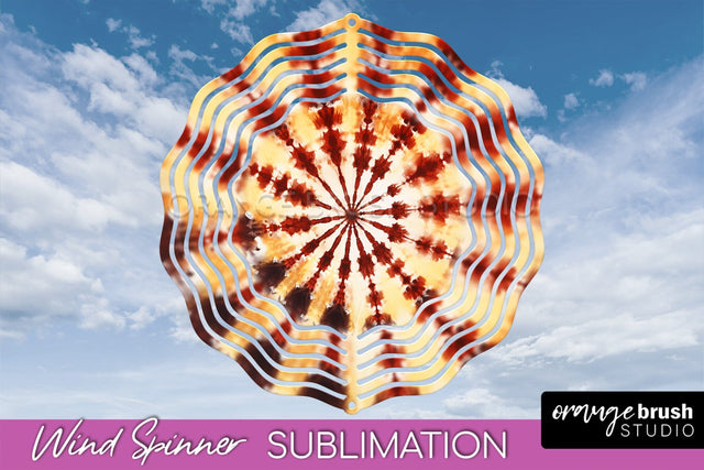 Autumn Tie Dye Wind Spinner Sublimation - Fall Wind Spinner Sublimation OrangeBrushStudio 