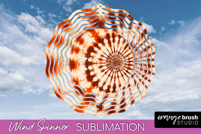 Autumn Tie Dye Wind Spinner Sublimation - Fall Wind Spinner Sublimation OrangeBrushStudio 