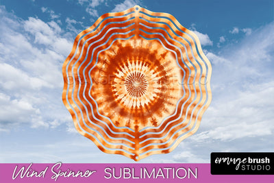 Autumn Tie Dye Wind Spinner Sublimation - Fall Wind Spinner Sublimation OrangeBrushStudio 