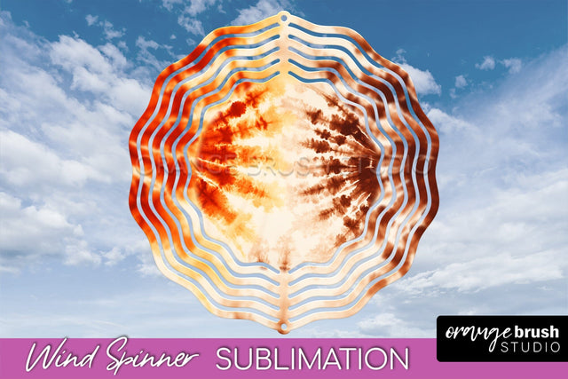 Autumn Tie Dye Wind Spinner Sublimation - Fall Wind Spinner Sublimation OrangeBrushStudio 
