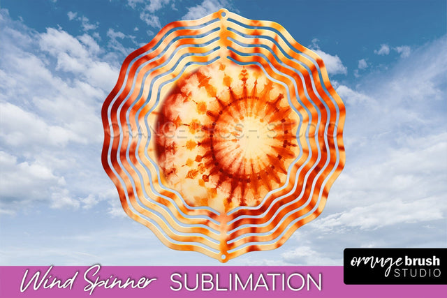 Autumn Tie Dye Wind Spinner Sublimation - Fall Wind Spinner Sublimation OrangeBrushStudio 