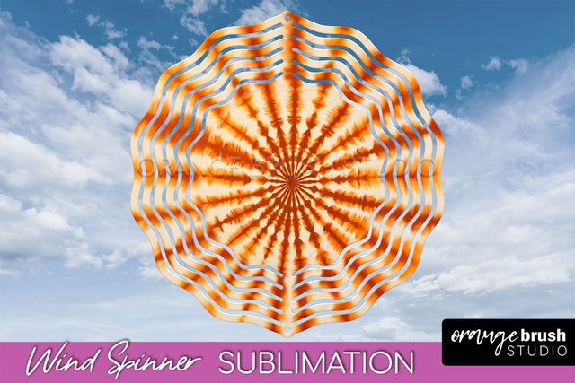 Autumn Tie Dye Wind Spinner Sublimation - Fall Wind Spinner Sublimation OrangeBrushStudio 