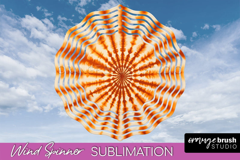 Autumn Tie Dye Wind Spinner Sublimation - Fall Wind Spinner Sublimation OrangeBrushStudio 