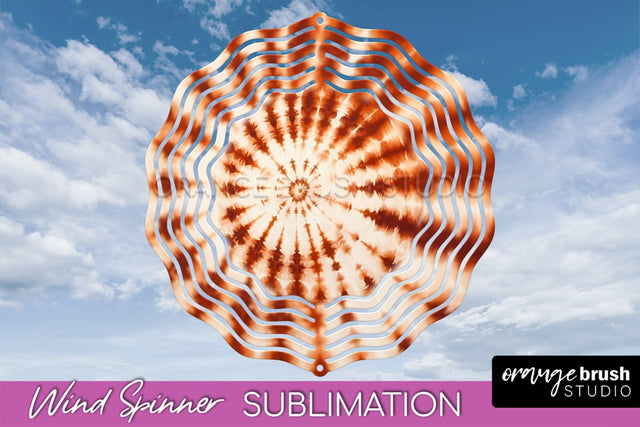 Autumn Tie Dye Wind Spinner Sublimation - Fall Wind Spinner Sublimation OrangeBrushStudio 