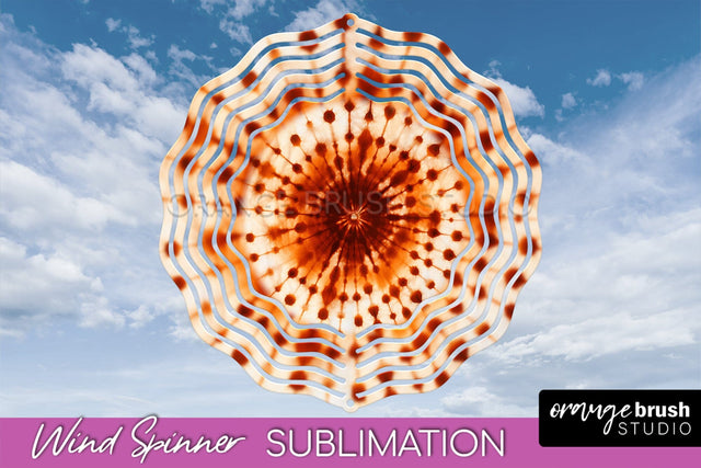 Autumn Tie Dye Wind Spinner Sublimation - Fall Wind Spinner Sublimation OrangeBrushStudio 