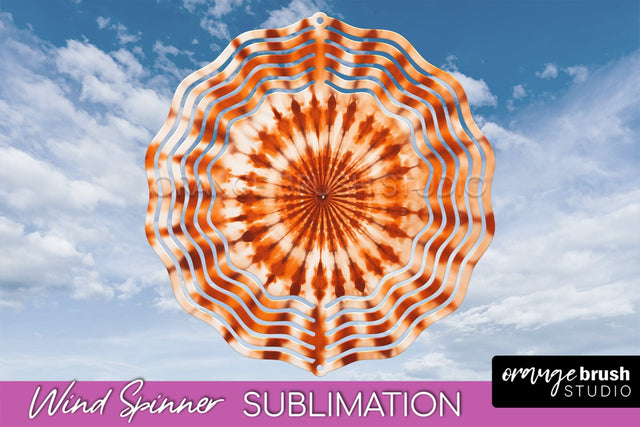 Autumn Tie Dye Wind Spinner Sublimation - Fall Wind Spinner Sublimation OrangeBrushStudio 