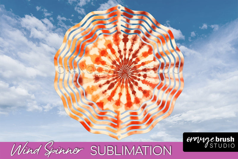Autumn Tie Dye Wind Spinner Sublimation - Fall Wind Spinner Sublimation OrangeBrushStudio 