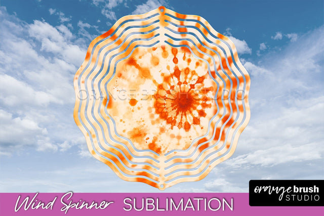 Autumn Tie Dye Wind Spinner Sublimation - Fall Wind Spinner Sublimation OrangeBrushStudio 