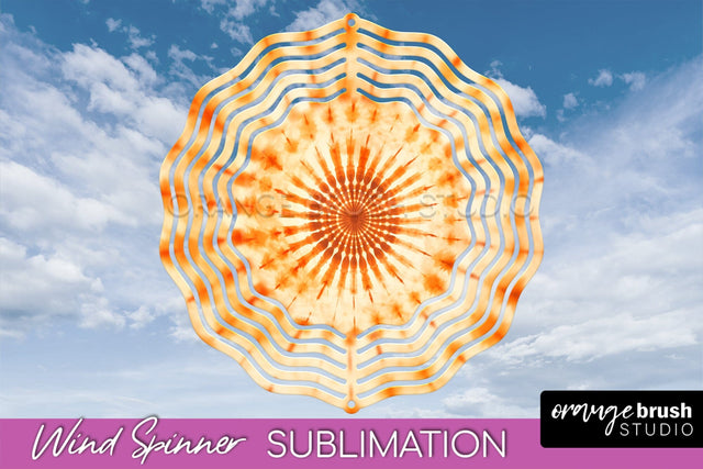 Autumn Tie Dye Wind Spinner Sublimation - Fall Wind Spinner Sublimation OrangeBrushStudio 