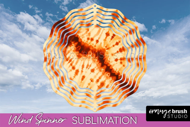 Autumn Tie Dye Wind Spinner Sublimation - Fall Wind Spinner Sublimation OrangeBrushStudio 