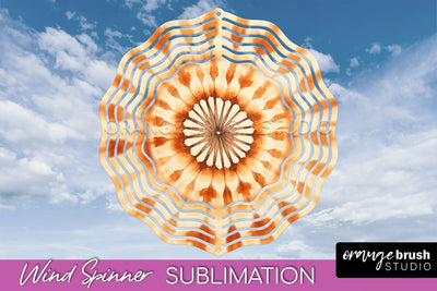 Autumn Tie Dye Wind Spinner Sublimation - Fall Wind Spinner Sublimation OrangeBrushStudio 