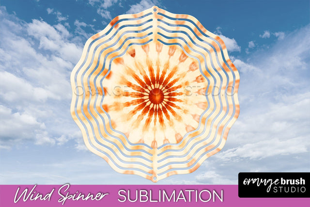 Autumn Tie Dye Wind Spinner Sublimation - Fall Wind Spinner Sublimation OrangeBrushStudio 