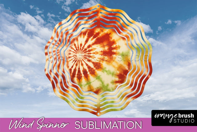 Autumn Tie Dye Wind Spinner Sublimation - Fall Wind Spinner Sublimation OrangeBrushStudio 