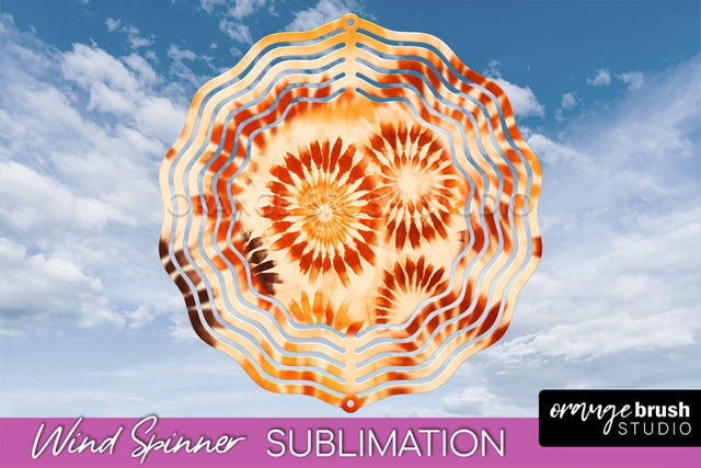 Autumn Tie Dye Wind Spinner Sublimation - Fall Wind Spinner Sublimation OrangeBrushStudio 