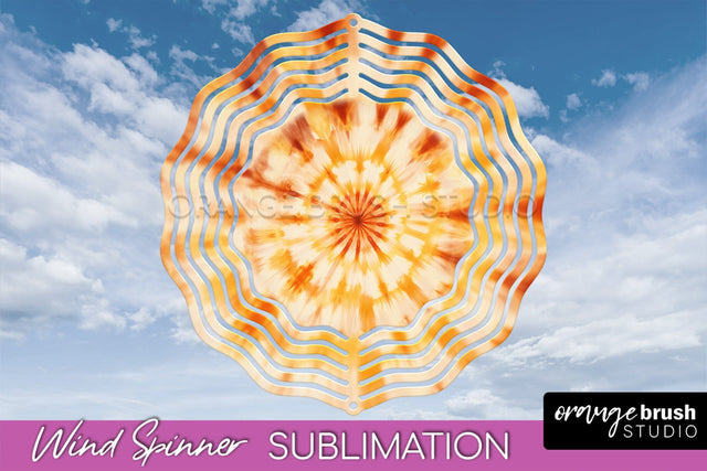 Autumn Tie Dye Wind Spinner Sublimation - Fall Wind Spinner Sublimation OrangeBrushStudio 