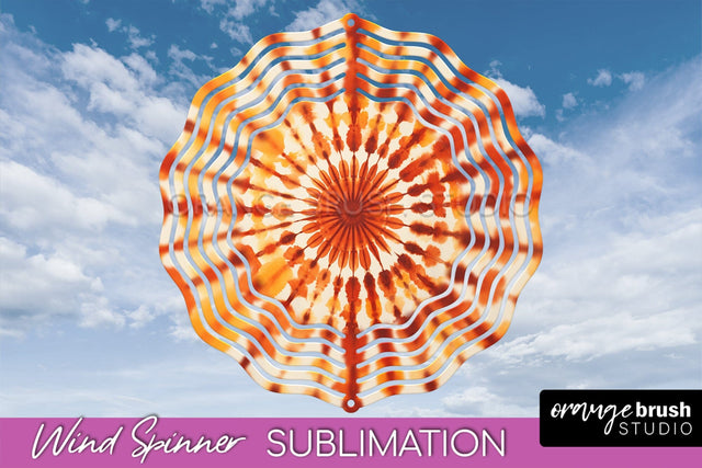 Autumn Tie Dye Wind Spinner Sublimation - Fall Wind Spinner Sublimation OrangeBrushStudio 