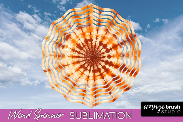 Autumn Tie Dye Wind Spinner Sublimation - Fall Wind Spinner Sublimation OrangeBrushStudio 