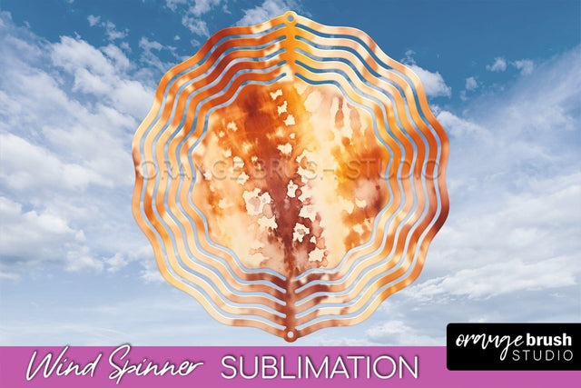 Autumn Tie Dye Wind Spinner Sublimation - Fall Wind Spinner Sublimation OrangeBrushStudio 