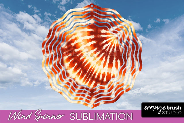 Autumn Tie Dye Wind Spinner Sublimation - Fall Wind Spinner Sublimation OrangeBrushStudio 