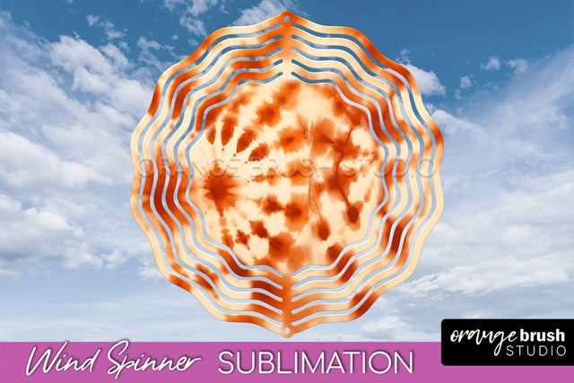 Autumn Tie Dye Wind Spinner Sublimation - Fall Wind Spinner Sublimation OrangeBrushStudio 