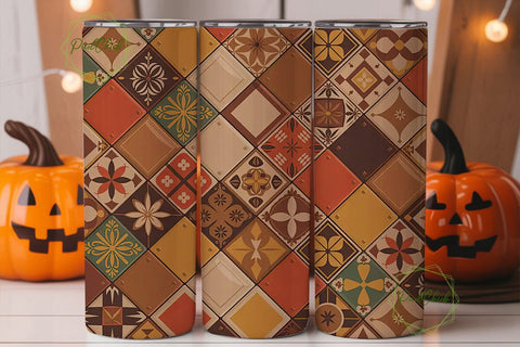 Autumn Tile Mosaic 20oz Tumbler Wrap Sublimation PixelChick 
