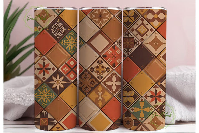 Autumn Tile Mosaic 20oz Tumbler Wrap Sublimation PixelChick 
