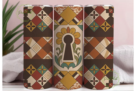 Autumn Tile Mosaic 20oz Tumbler Wrap Sublimation PixelChick 