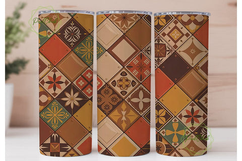 Autumn Tile Mosaic 20oz Tumbler Wrap Sublimation PixelChick 