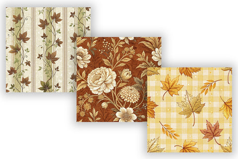 Autumn Toile Digital Paper Pack, Vintage Floral Toile, Gingham & Stripe Seamless Patterns, Wedding, Scrapbooking & Printable Crafts Digital Pattern FloridPrintables 