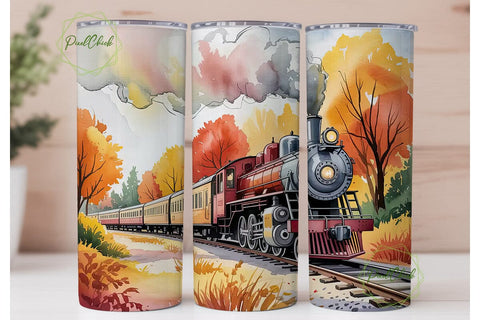 Autumn Train Ride 20oz Tumbler Wrap Sublimation PixelChick 