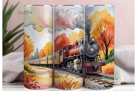 Autumn Train Ride 20oz Tumbler Wrap Sublimation PixelChick 