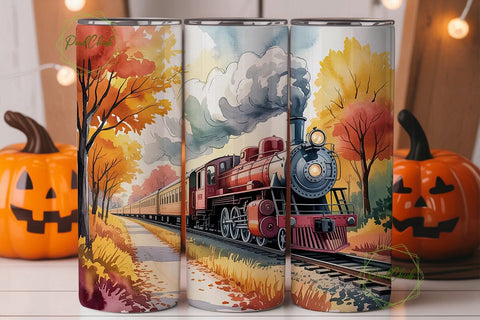 Autumn Train Ride 20oz Tumbler Wrap Sublimation PixelChick 