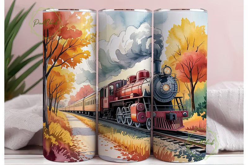 Autumn Train Ride 20oz Tumbler Wrap Sublimation PixelChick 